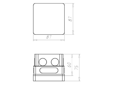 Dimensional drawing Kaiser 1094 22 Flush mounted mounted box 87x87mm