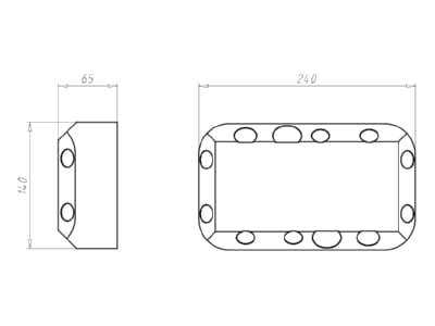 Dimensional drawing Kaiser 9192 22 Hollow wall mounted box 240x140mm D 68mm