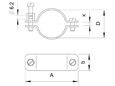 Dimensional drawing 1 OBO 942 11 Earthing pipe clamp 8   11mm
