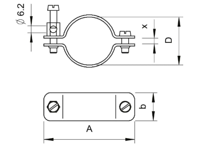 Dimensional drawing 3 OBO 942 11 Earthing pipe clamp 8   11mm