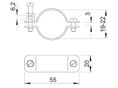 Mazeichnung 2 OBO 942 22 Erdungsschelle CU