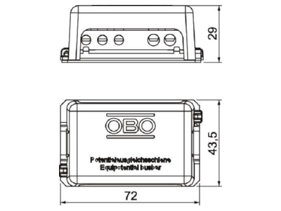 Mazeichnung 1 OBO 1809 BG Potentialausgl schiene