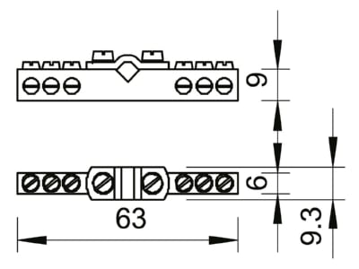 Mazeichnung 2 OBO 1804 Potentialausgl schiene