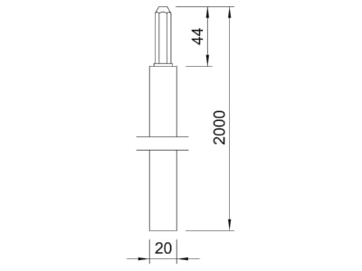 Dimensional drawing 3 OBO 219 20 OMEX FT 2 0m Earth rod 2000mm