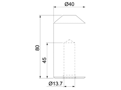 Dimensional drawing 2 OBO 1820 20 Impact head for earthing rod