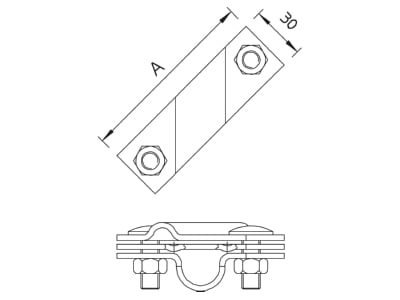 Mazeichnung 1 OBO 2760 20 FT Anschlusschelle f Rund  Flachl 