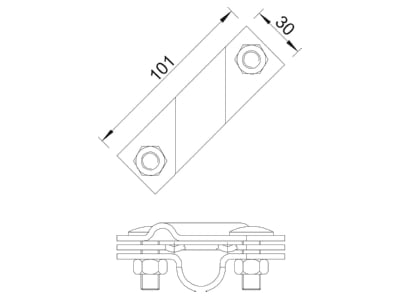 Mazeichnung 2 OBO 2760 20 FT Anschlusschelle f Rund  Flachl 