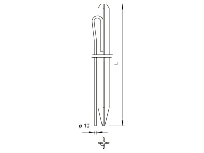 Dimensional drawing 1 OBO 213 1500 F Earth rod 1500mm
