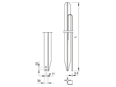 Mazeichnung 1 OBO 213 1500 M Kreuzerder 1 5m m Bandeisenfahne