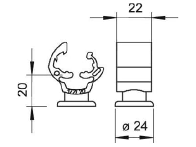 Mazeichnung 2 OBO 177 20 M8 Leitungshalter 20mm