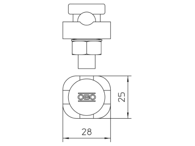 Mazeichnung 1 OBO 5001 DIN FT Verbinder 1teilig Form A