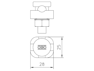 Mazeichnung 2 OBO 5001 DIN FT Verbinder 1teilig Form A