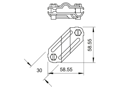 Mazeichnung 1 OBO 250 VA Kreuzverbinder RD10 FL30