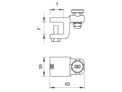 Mazeichnung 2 OBO 5004 DIN FT 20 Falzklemme Fix Kontakt