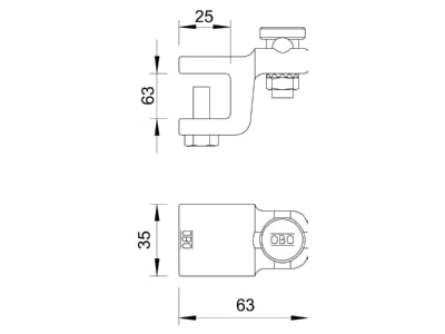 Mazeichnung 3 OBO 5004 DIN FT 20 Falzklemme Fix Kontakt