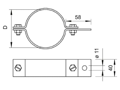 Mazeichnung 2 OBO 303 DIN 3 8 Rohrschelle DIN48818 vz