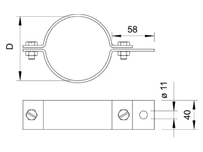 Mazeichnung 1 OBO 303 DIN 1 1 2 Rohrschelle DIN48818 vz