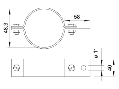 Mazeichnung 3 OBO 303 DIN 1 1 2 Rohrschelle DIN48818 vz