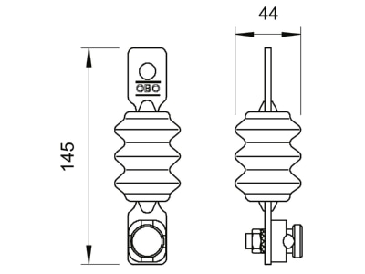 Dimensional drawing 1 OBO 482 Spark gap for lighting protection
