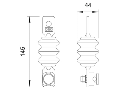 Dimensional drawing 2 OBO 482 Spark gap for lighting protection