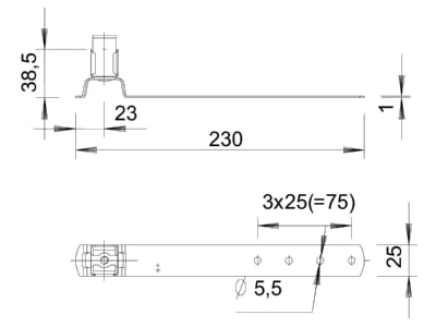 Mazeichnung 3 OBO 157 F VA 230 Dachleitungshalter
