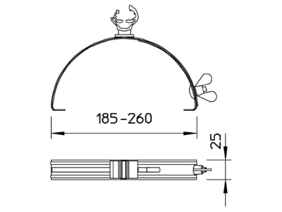 Mazeichnung 2 OBO 132 K VA Dachleitungshalter 260mm V2A