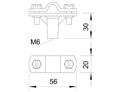 Mazeichnung 1 OBO 168 8 10 M6 Leitungshalter RD8 10mm