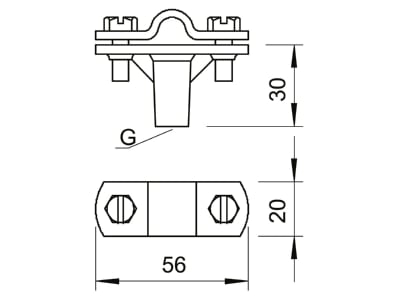 Mazeichnung 3 OBO 168 8 10 M6 Leitungshalter RD8 10mm