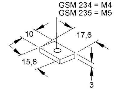 Dimensional drawing Niedax GSM 235 Strut nut M5