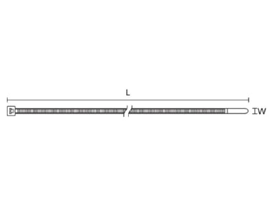 Dimensional drawing Hellermann Tyton MCT50L Cable tie 4 7x380mm blue