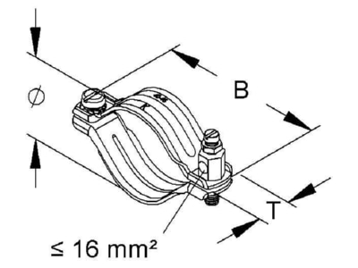 Dimensional drawing Kleinhuis 17 40 Earthing pipe clamp 40   45mm