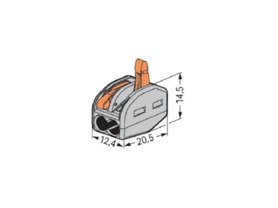 Dimensional drawing WAGO 222 412 Connection terminal 2x0 08 4mm  gray 