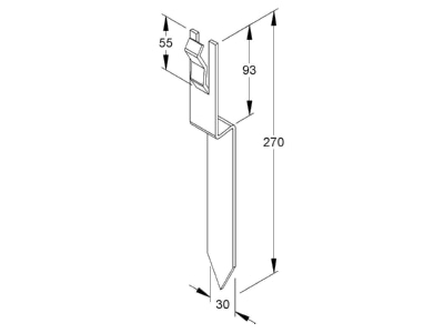 Dimensional drawing Kleinhuis 320 Holder for lightning protection