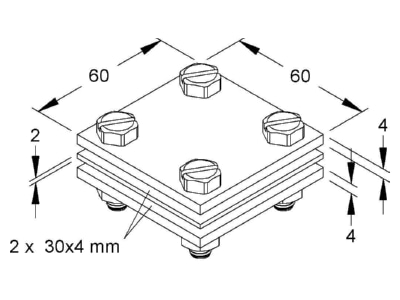 Dimensional drawing Kleinhuis 28 30B Cross connector lightning protection