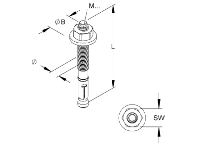 Mazeichnung Niedax DAZ 10X10 Durchsteckanker