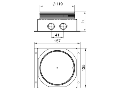 Mazeichnung 1 OBO UDL2 120 70 Unterflur Auslassdose f  GESRM2