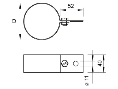 Mazeichnung 1 OBO 301 CU 100 Regenrohrschelle