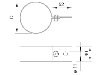 Mazeichnung 2 OBO 301 CU 100 Regenrohrschelle