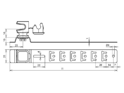 Mazeichnung 1 Dehn 204 159 Dachleitungshalter UNIsnap NIRO K grau