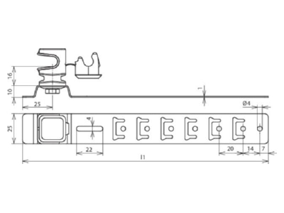 Mazeichnung 2 Dehn 204 159 Dachleitungshalter UNIsnap NIRO K grau