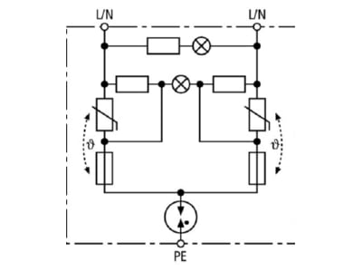 Circuit diagram 2 Dehn NSM PRO TW Surge protection device 230V 2 pole
