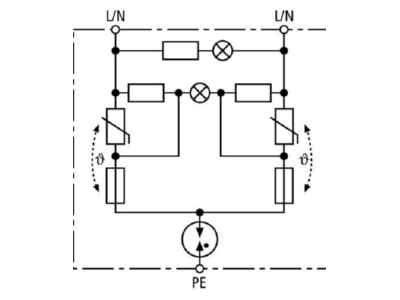 Circuit diagram 3 Dehn NSM PRO TW Surge protection device 230V 2 pole
