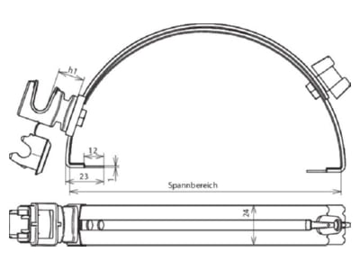 Mazeichnung 1 Dehn 204 109 Dachleitungshalter verstellbar NIRO