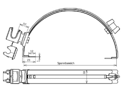 Mazeichnung 3 Dehn 204 109 Dachleitungshalter verstellbar NIRO