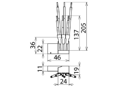 Dimensional drawing 3 Dehn DFL D 255 Surge protection device 230V 3 pole