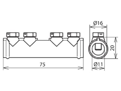 Mazeichnung 1 Dehn 385 202 Verbindungsmuffe ZG f  Rd 7 10mm