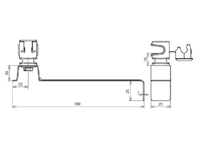 Dimensional drawing 1 Dehn 204 359 Roof holder for lightning protection
