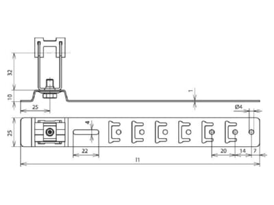 Mazeichnung 1 Dehn 206 309 Dachleitungshalter UNIgrip NIRO