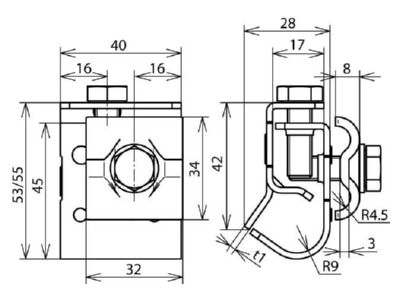 Mazeichnung 1 Dehn 339 059 Dachrinnenklemme NIRO f Wulst 16 22mm