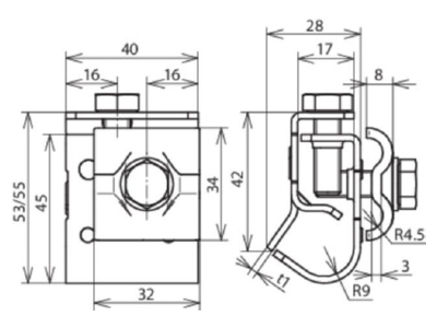 Mazeichnung 2 Dehn 339 059 Dachrinnenklemme NIRO f Wulst 16 22mm